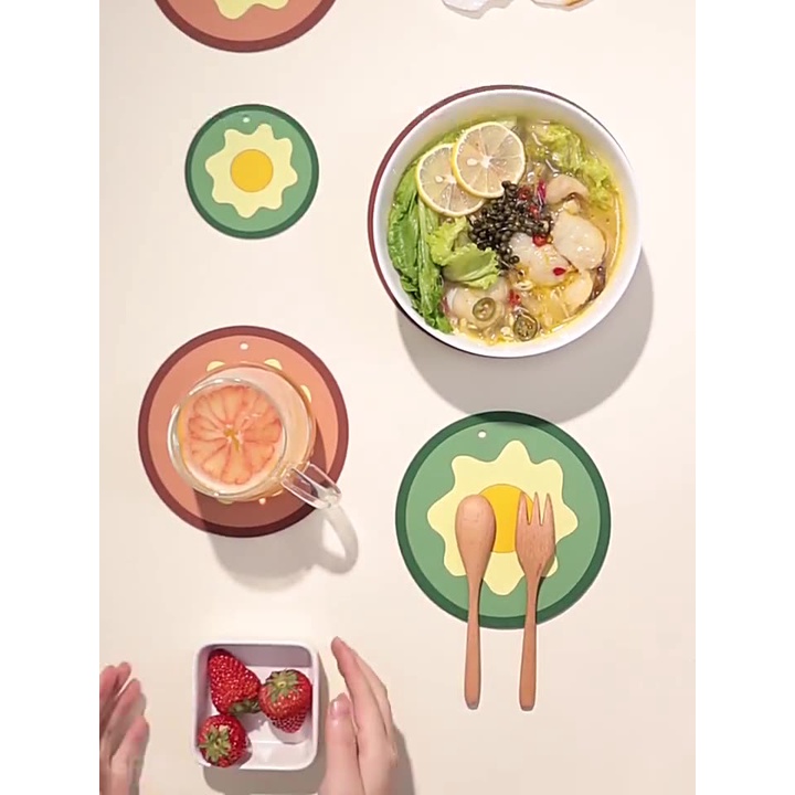 Miếng Lót Ly, Nồi Cách Nhiệt Chất Liệu Silicon Hình Trứng CUTE