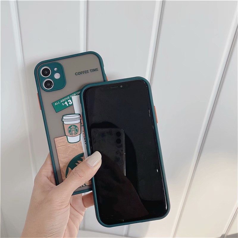 Ốp điện thoại cứng trong suốt hình starbucks bảo vệ cho Iphone 12 iphone 7 plus 8plus 11 pro MAX cover X XR XsMax