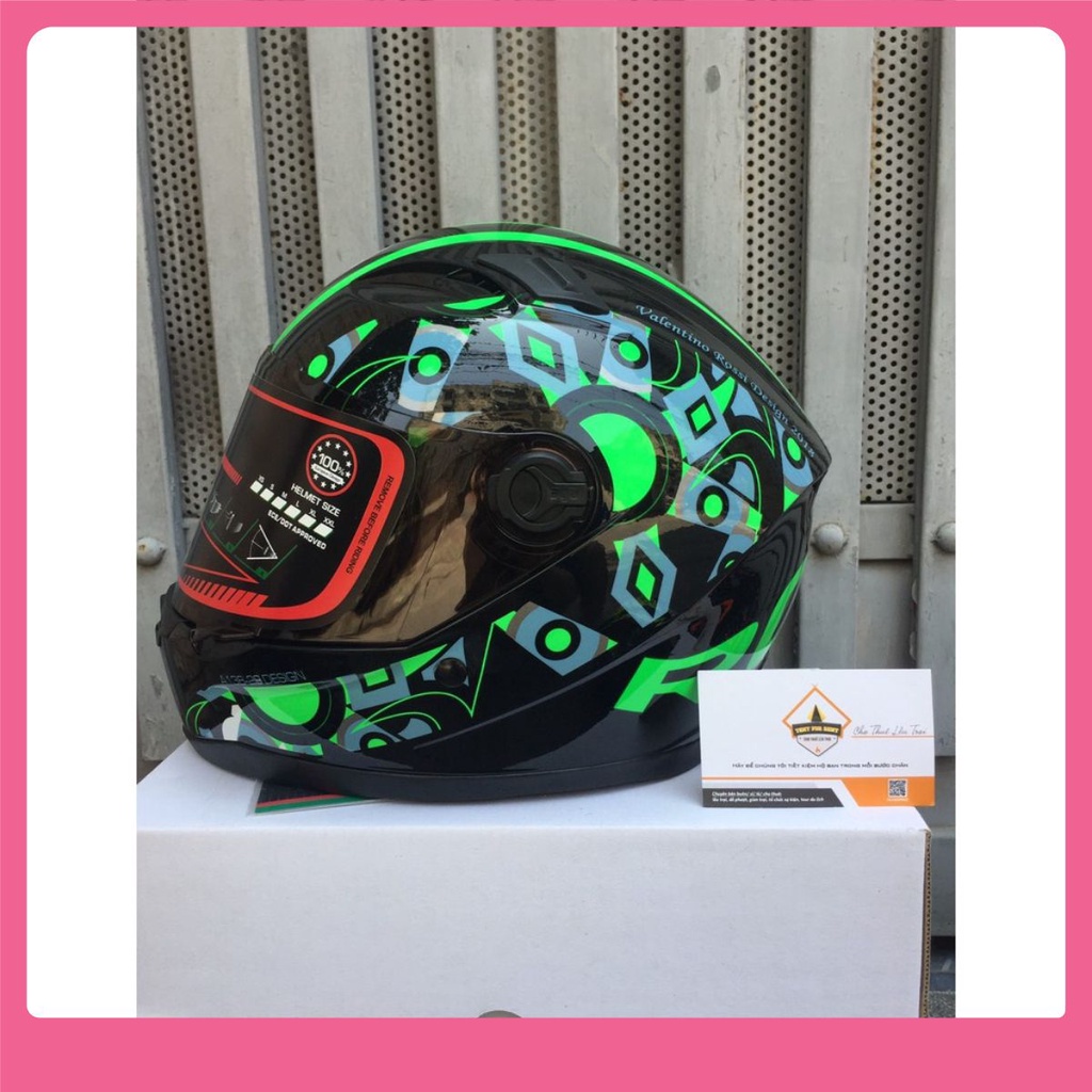 mũ bảo hiểm fullface AGU tem Valentino Rossi xanh lá cây thanh mát Shop yêu thích