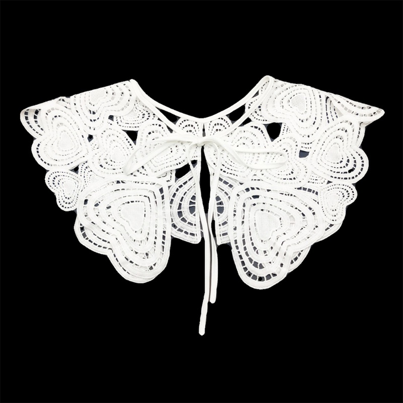 Vòng Cổ Giả Khăn Choàng Màu Trắng Thêu Họa Tiết Trái Tim Phong Cách Lolita Dành Cho Nữ