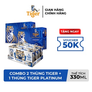 Hỏa tốc hcm - combo 1 thùng tiger platinum + 2 thùng tiger regular 24 lon/330ml