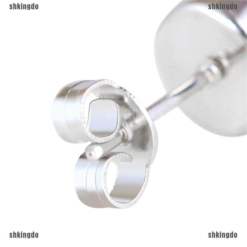 Set 8 đôi bông tai tròn bằng thép không gỉ đính đá 4/6/7/8mm