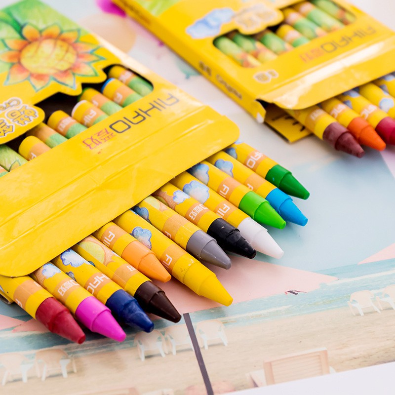Hộp bút màu sáp AIHAO Hoa Hướng Dương nhiều màu sắc cho bé tập tô màu vẽ