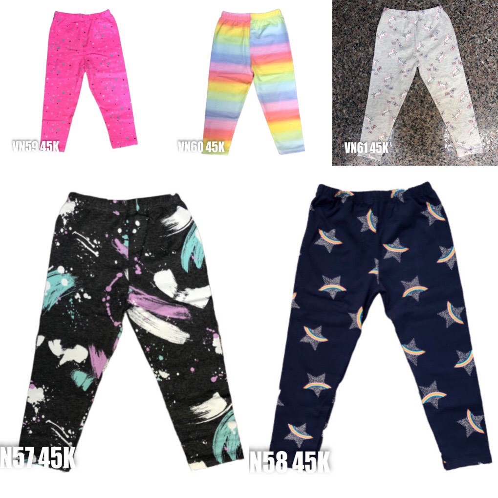 Quần Legging Bé Gái, Thun Cotton Mềm Mát Co Giãn 4 Chiều, Họa Tiết Xinh (10-20kg).