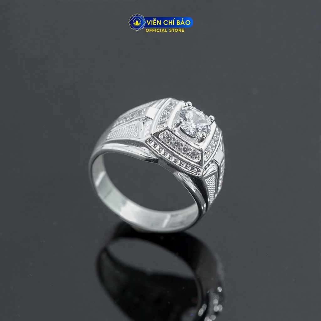 Nhẫn bạc nam đá tròn một hàng đá chất liệu bạc 925 thời trang phụ kiện trang sức Viễn Chí Bảo N300008