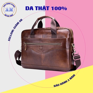 Túi đựng laptop 15.6 inch cặp máy tính xách tay đeo chéo chống sốc da bò nam công sở AM03