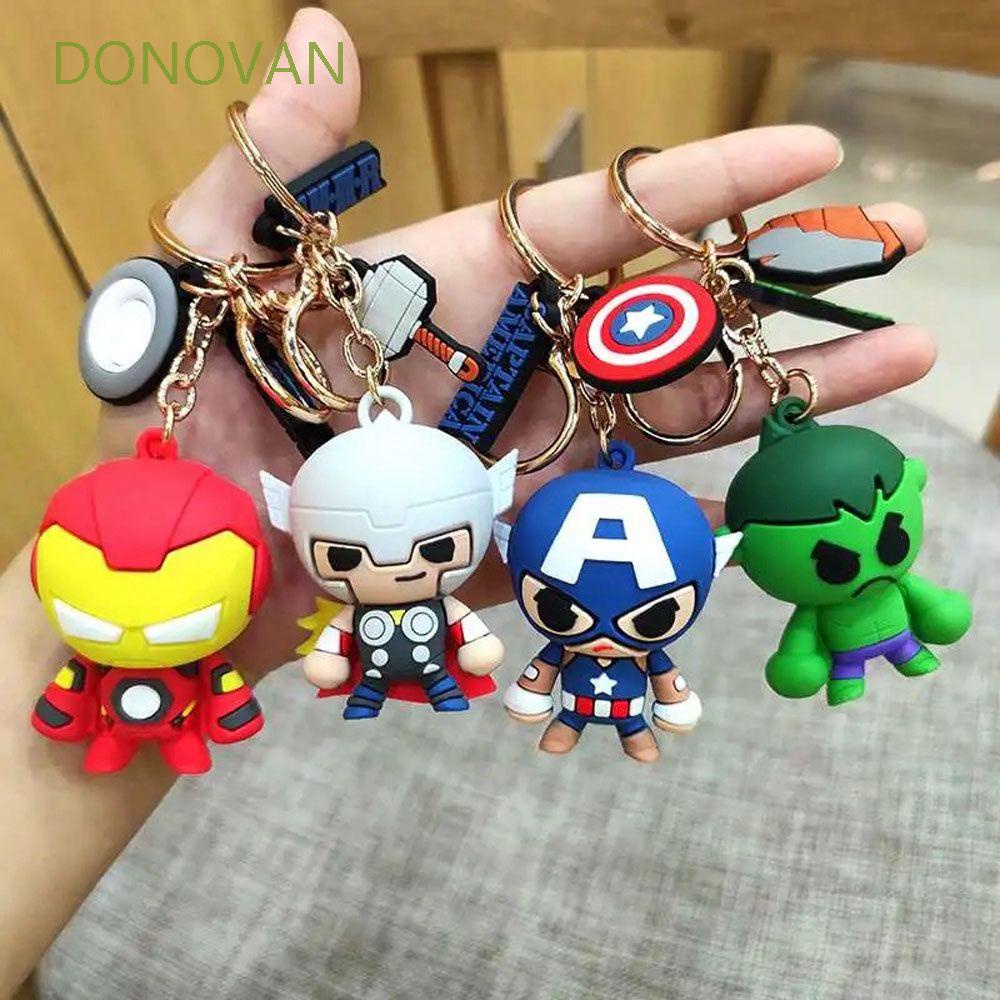 Móc khóa kiểu nhân vật Marvel The Avengers Iron Man Captain America thu nhỏ làm quà tặng trang trí chìa khóa xe hơi