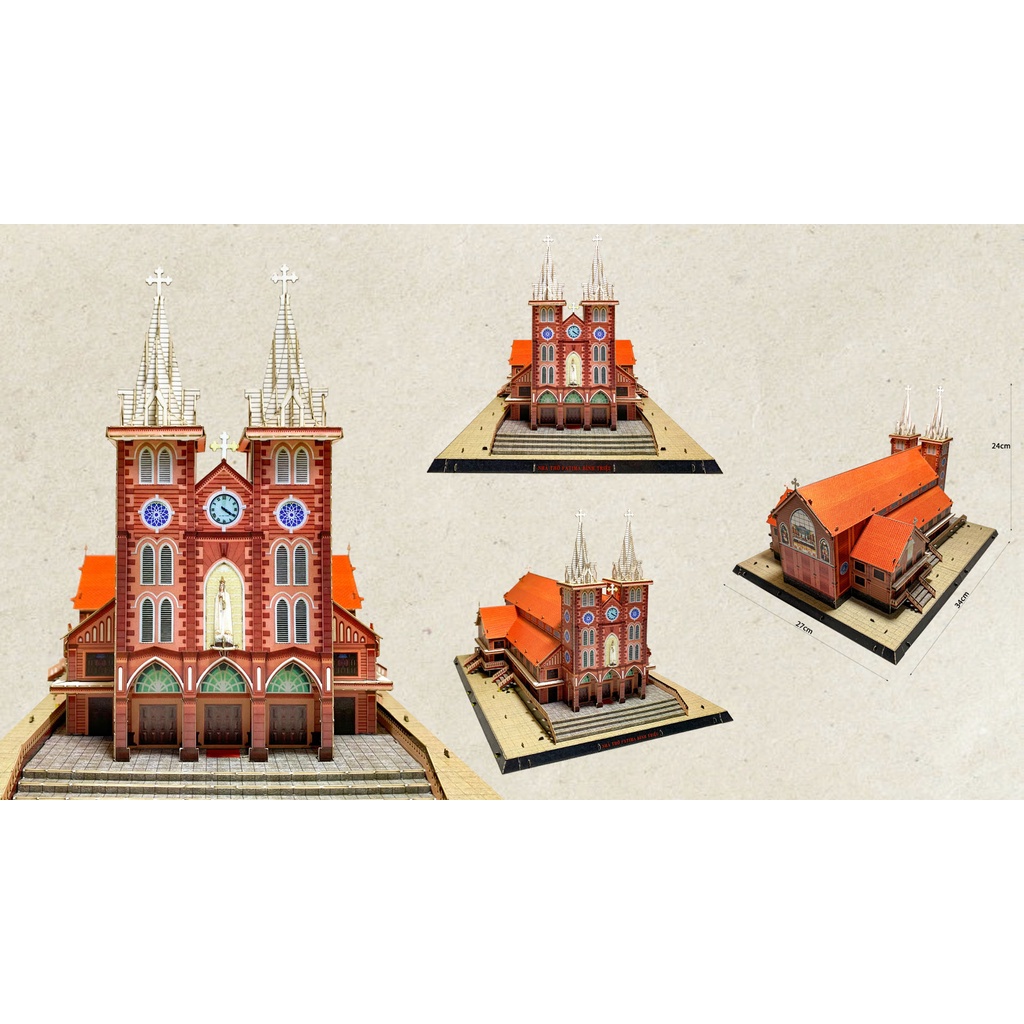 Bộ lắp ghép mô hình giấy cao cấp TAYTA Nhà thờ Fatima Bình Triệu – Sài Gòn