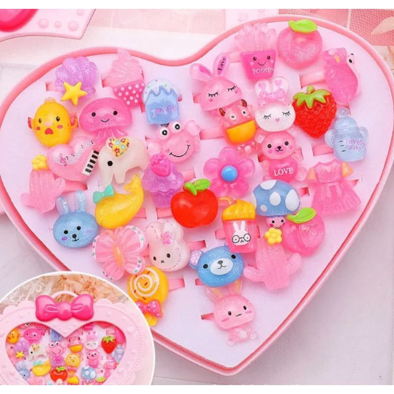 CHỌN MẪU - HỘP NHẪN PONY PEPPA ELSA KITTY SOFIA CHO BÉ GÁI CÓ HÌNH THẬT - TRANG SỨC BÉ GÁI