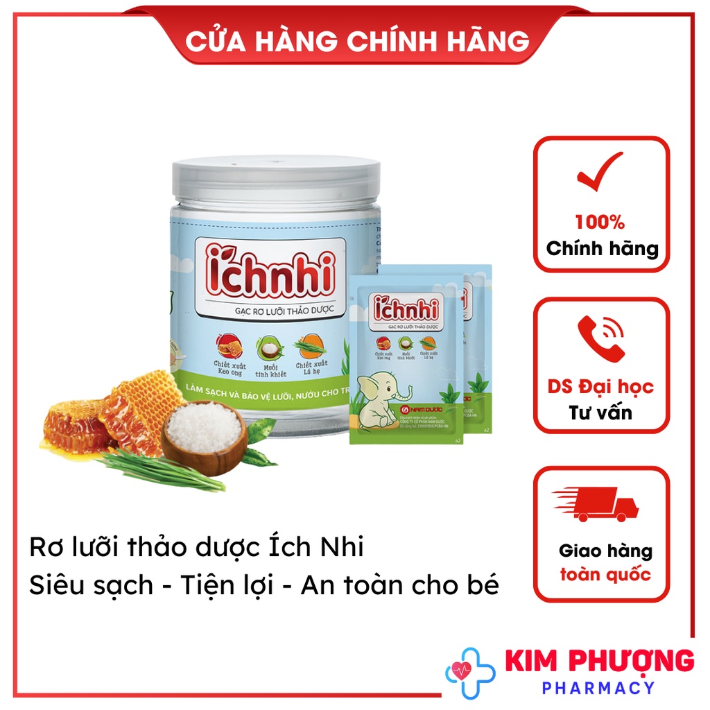 Gạc rơ lưỡi thảo dược Ích Nhi giúp sạch và bảo vệ lưỡi, nướu cho bé nhà thuốc Kim Phượng date xa 11/2025