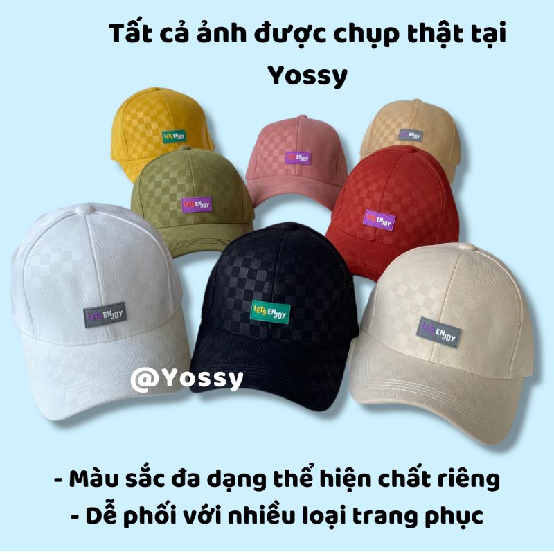 Mũ lưỡi trai Yossy Let's Enjoy Phong Cách Hàn Quốc ❤ Nón Kết caro nam nữ Unisex