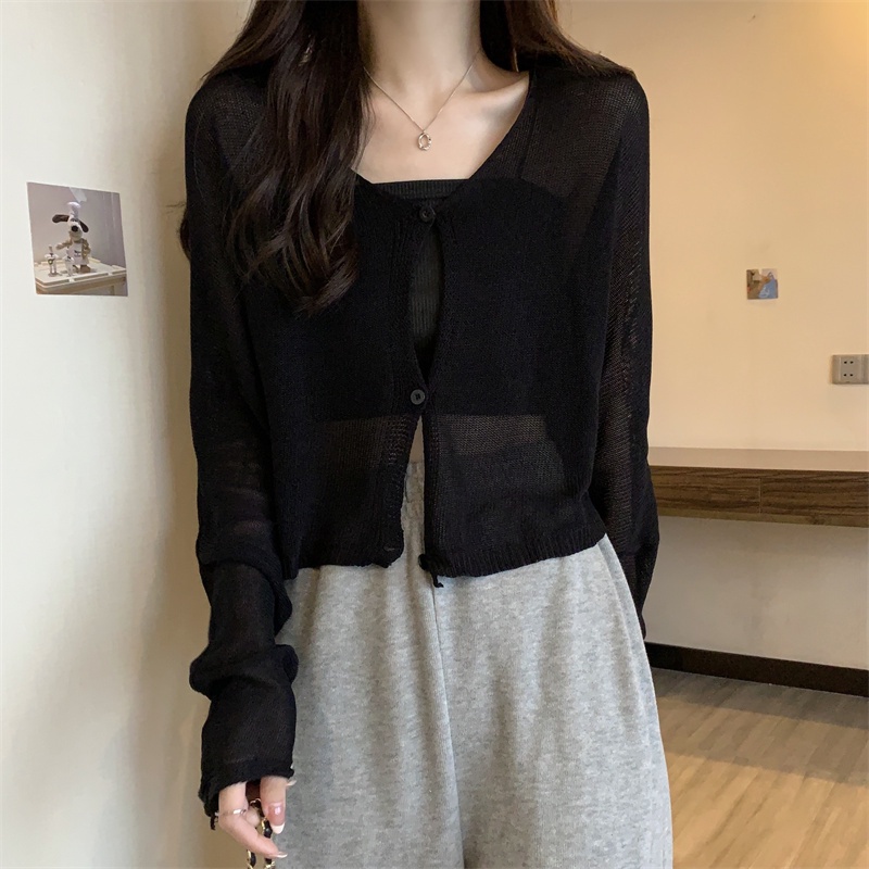 SUXI Áo Cardigan Cổ Chữ V Dáng Rộng Màu Sắc Đơn Giản Thời Trang Mùa Hè Dành Cho Nữ