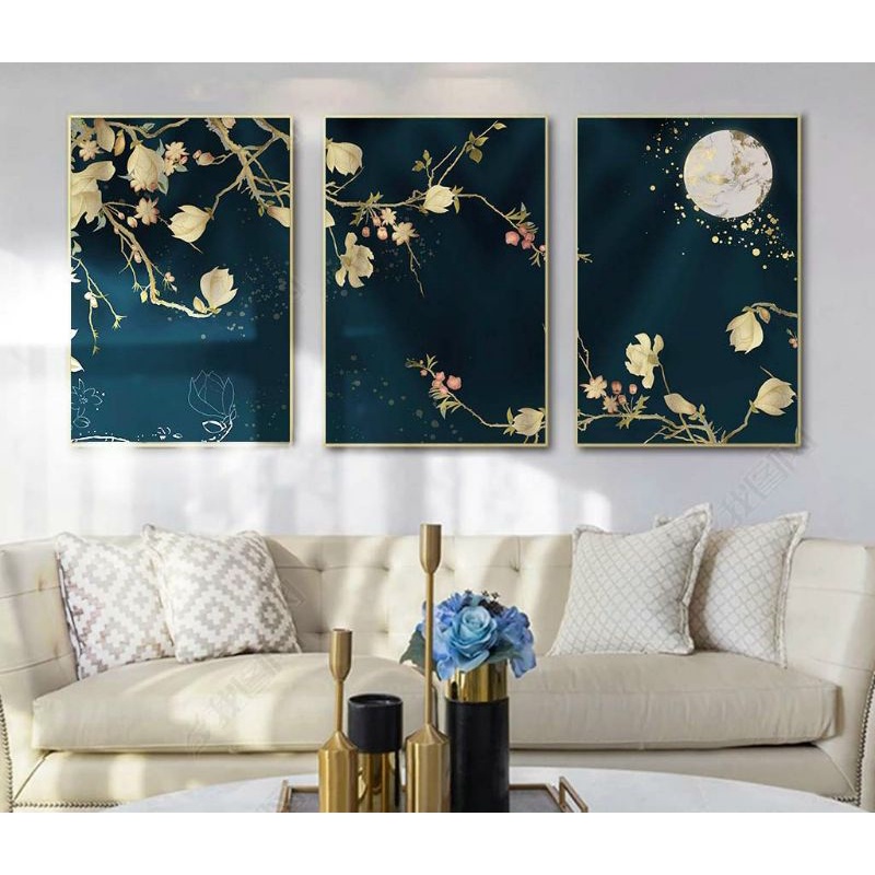 Tranh tráng gương - treo tường - Gồm 3 bức kích thước 40x60