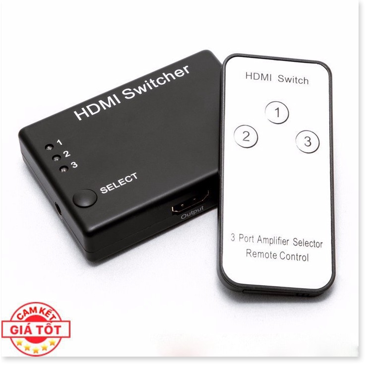 Hub HDMI 3 IN 1 OUT Có Remote Điều Khiển