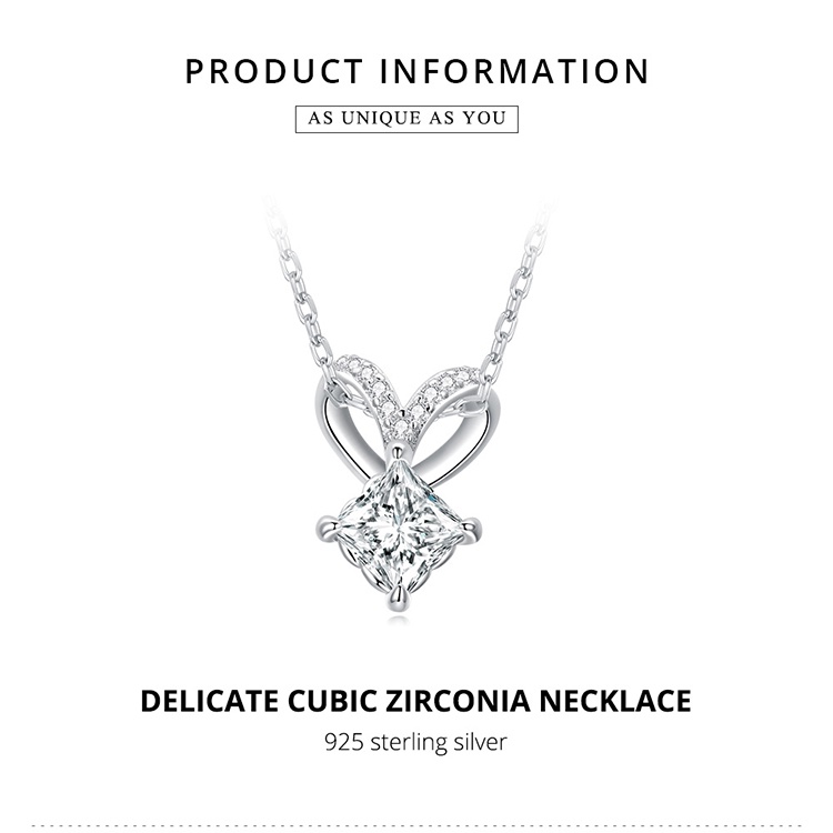 Dây chuyền Bamoer bạc 925 đính đá zircon 43cm thời trang dành cho nữ