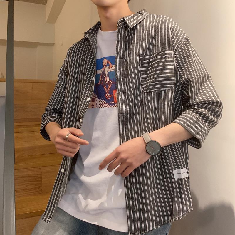 Áo Khoác Sơ Mi Tay Lỡ Phong Cách Hàn Quốc Dành Cho Nam