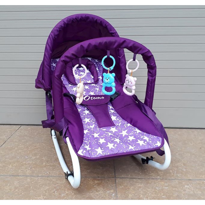 [KHO SỈ] Ghế rung Cao cấp cho bé (Ghế rung vải Có bảo hiểm + đồ chơi + mái che + điều chỉnh nằm ngồi)