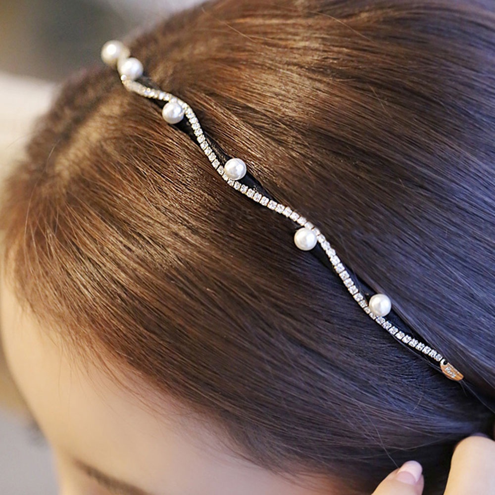 Cài Tóc Đính Đá Phối Ngọc Trai Đơn Giản Thanh Lịch Cho Nữ