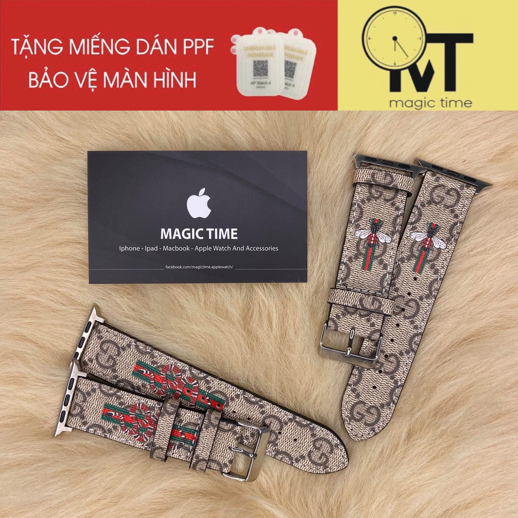 [TẶNG PPF BẢO VỆ MÀN HÌNH] Dây Da Gu-chì Genuine cho Apple Watch