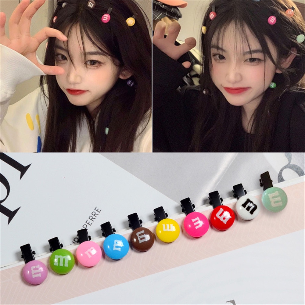 Set 10 Kẹp Tóc Hình Kẹo Màu Sắc Cầu Vồng Dễ Thương Cho Nữ