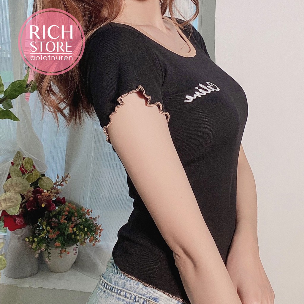 Áo croptop thêu chữ 5 màu RICH STORE CRT69