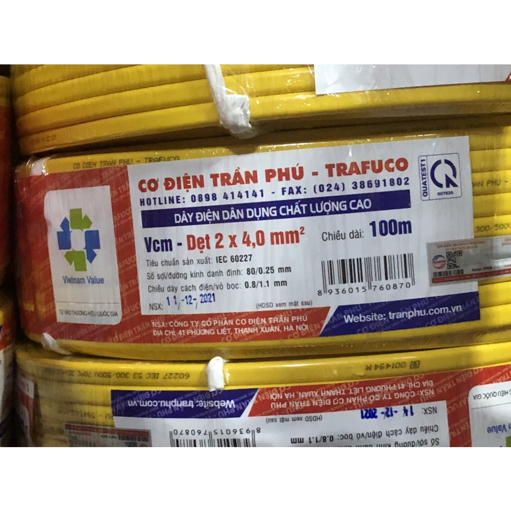 Dây điện Trần Phú - dây đôi 2x2.5. 2x4. 2x6.  - Minh Hùng
