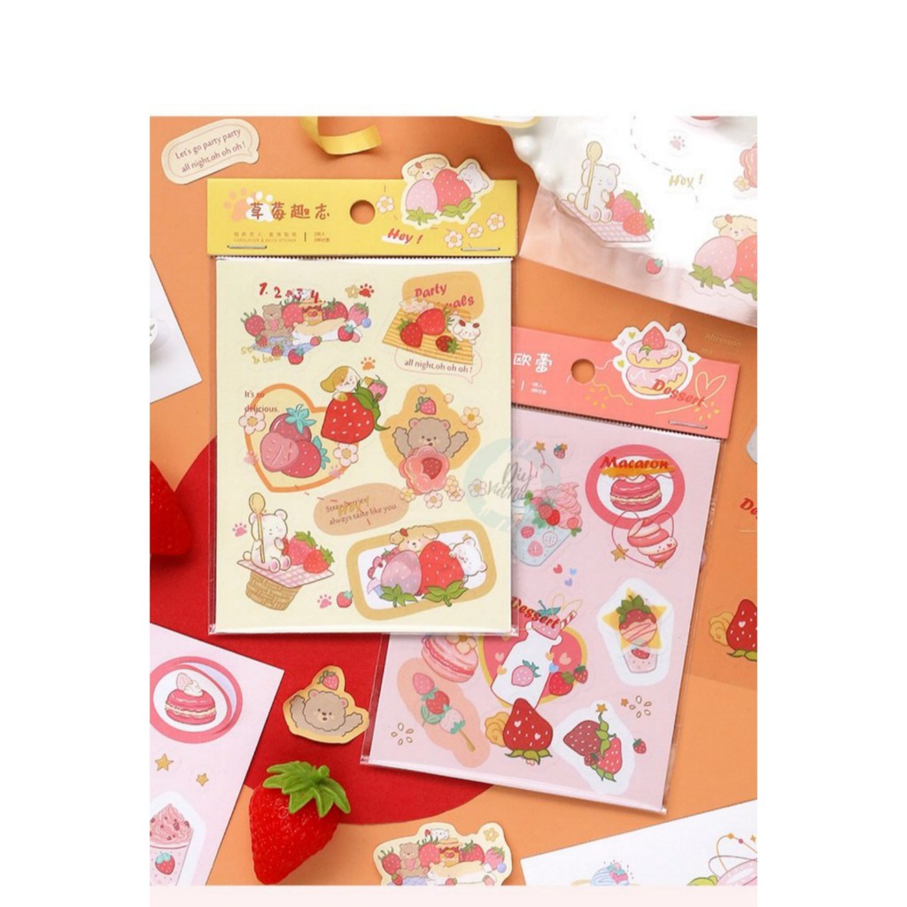 SET HÌNH DÁN SWEET STAWBERRY