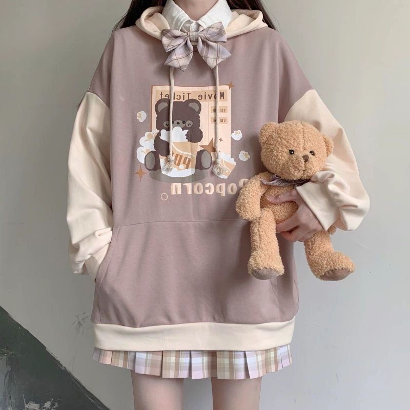 [ Order ] Áo hoodie gấu xem phim màu nâu siêu cute