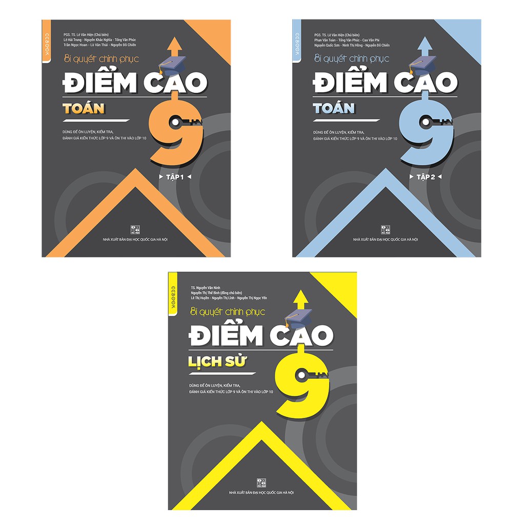 Sách - Bí quyết chinh phục điểm cao Toán tập 1,2 - Lịch sử lớp 9 (3 cuốn)