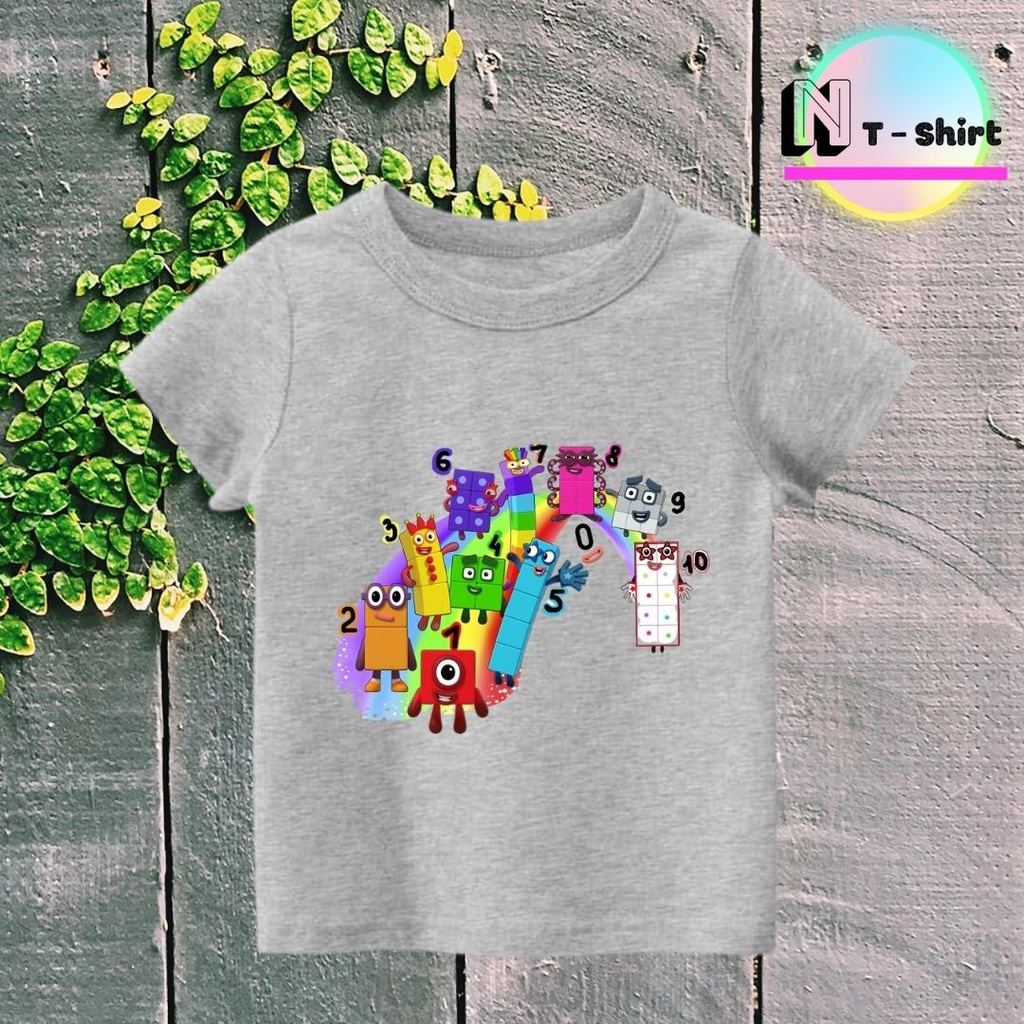 Áo thun cho bé trai và bé gái in hình hoạt hình Number Blocks dễ thương, chất liệu cotton mềm mịn thoáng mát NTShirt 07