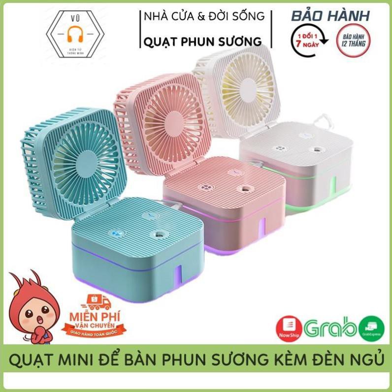 Quạt Mini Phun Sương Để Bàn Magic Cube 3 Chế Độ Mát, Kiêm Đèn Ngủ Gấp Gọn Siêu Tiện Dụng, Bảo Hành 12 Tháng | BigBuy360 - bigbuy360.vn