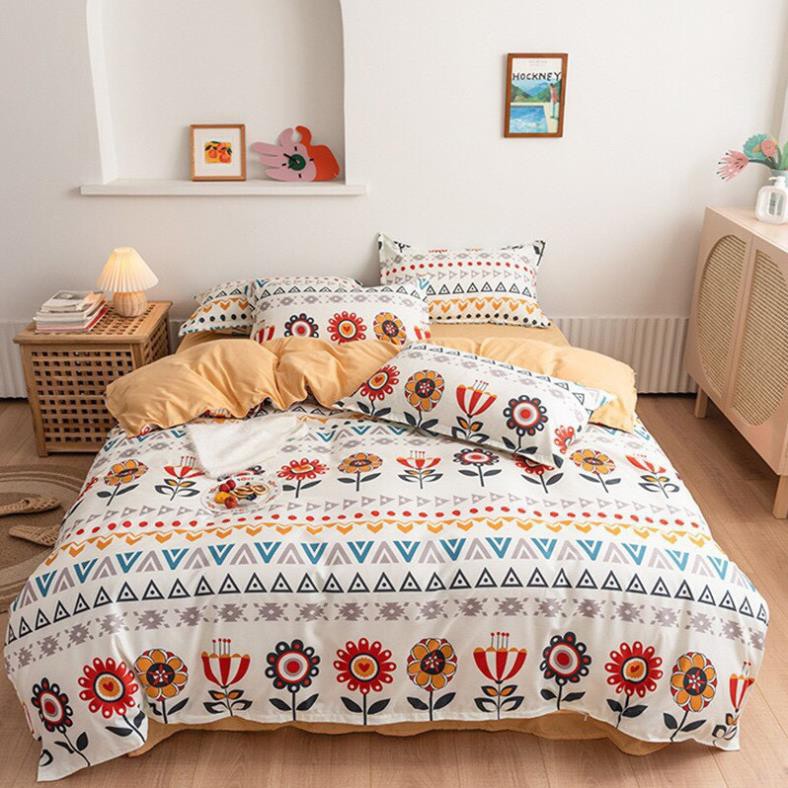 Ga gối poly cotton Thổ Cẩm nhập khẩu bộ 4 món Chăn, ga , 2 vỏ gối | BigBuy360 - bigbuy360.vn