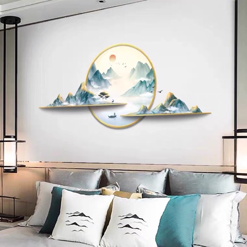 Tranh dán tường trăng núi trang trí phòng khách chất liệu cao cấp