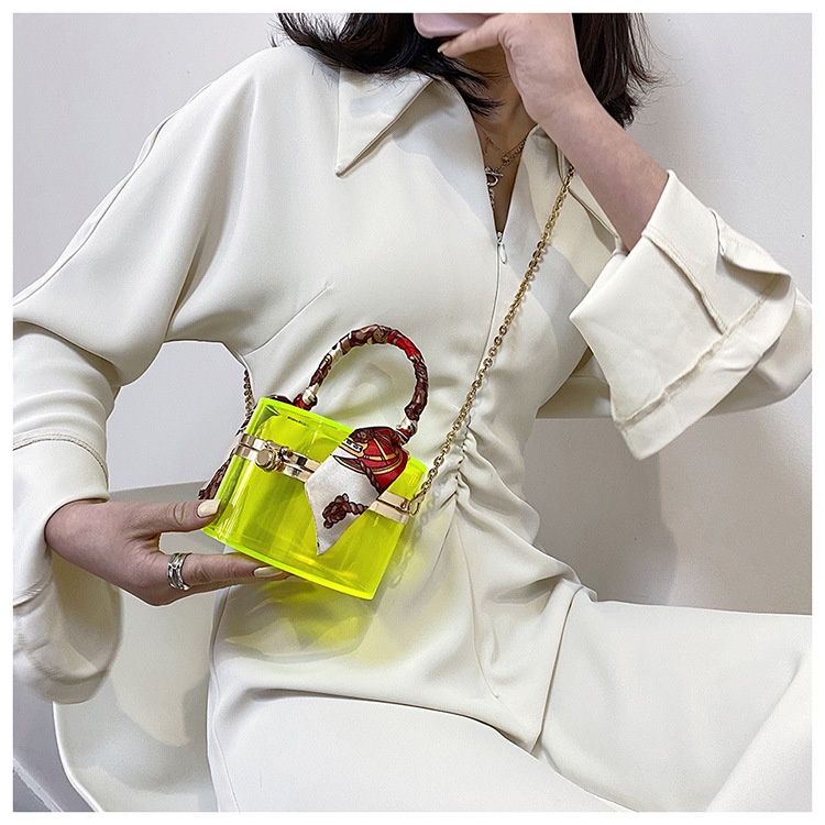 Túi đeo chéo IELGY bằng acrylic trong suốt phối khăn lụa thời trang cho nữ