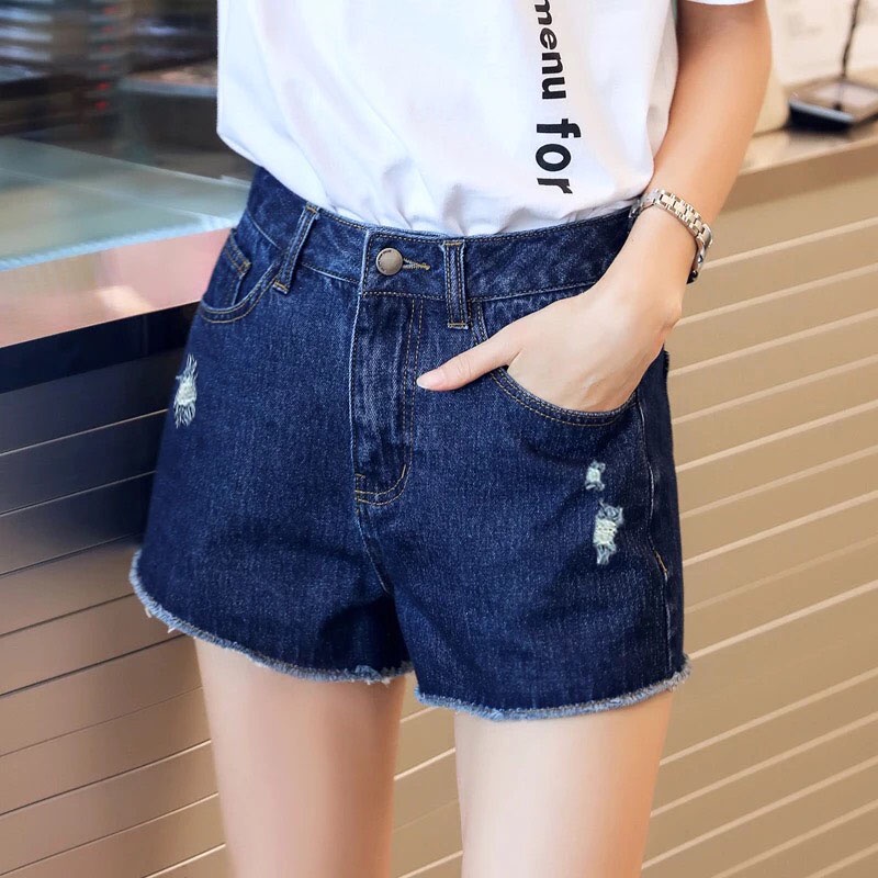 Quần Đùi Nữ Chất Bò Lưng Cao Quần Short Jean Nữ Co giãn