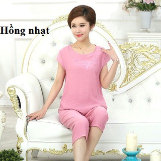 bộ quần áo trung niên, bộ đũi thêu cho mẹ