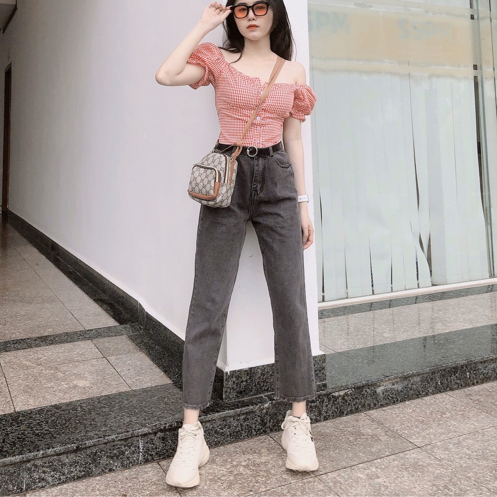 Quần jean nữ baggy King168, quần nữ co dãn nhẹ mẫu THU66 | BigBuy360 - bigbuy360.vn