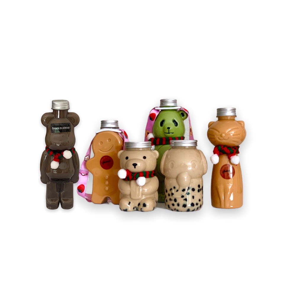 Chai nhựa PET 500ml Hình con mèo có in mắt mũi dán stickers , phụ kiện nón len,khăn choàng ,dây đeo