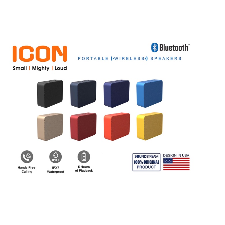 Loa bluetooth Soundstream Icon, pin đến 5h, kháng nước Ipx7, mang theo người tiện lợi