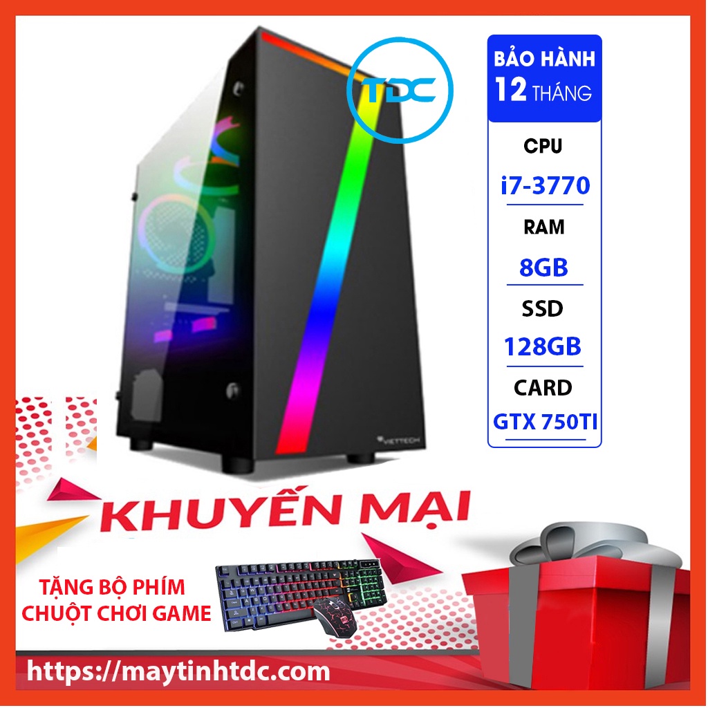 MAX PC GAMING X7 CPU Core i7-3770 Ram 8GB SSD 128GB GTX 750TI Chơi PUBG,LOL,CF,Fifa4,Đế chế Tặng Bộ Phím Chuột Game