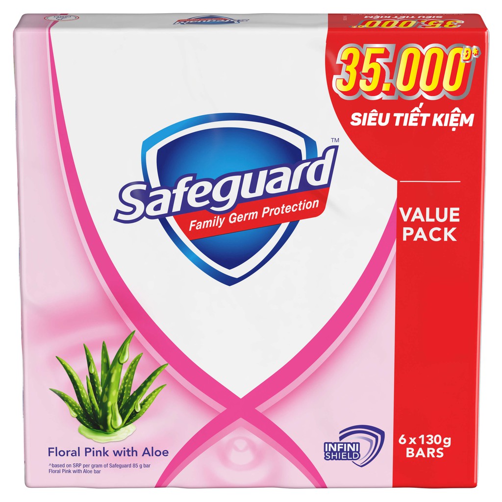 Lốc 6 Xà Bông Safeguard Nha Đam & Hương Hoa 130g x 6 | BigBuy360 - bigbuy360.vn
