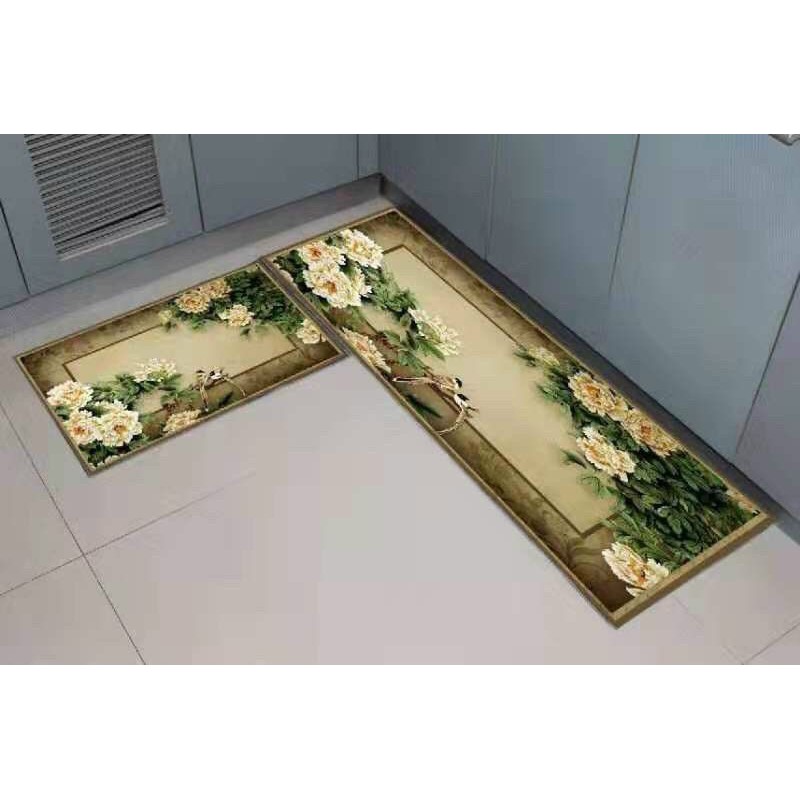 Set thảm bếp 2 tấm 3d hoạ tiết chìm kích thước 40*60cm và 40*120cm