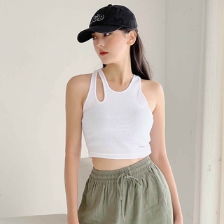 Áo croptop thun cut out vai sát nách thời trang GAGO hai màu trắng GA3913 và đen GA3912