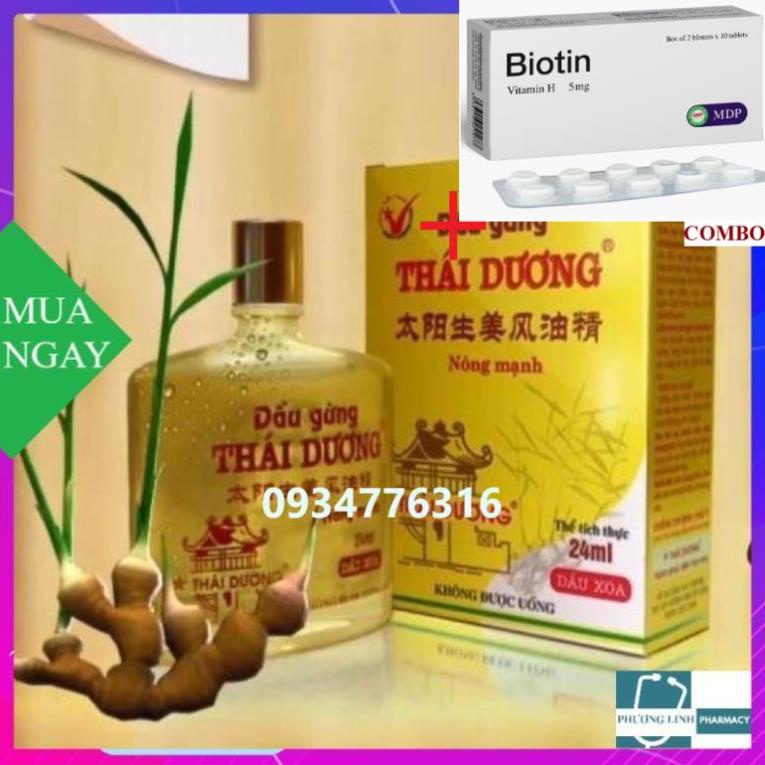 Combo Biotin 5mg+ Dầu gừng Thái Dương chai lớn 24ml