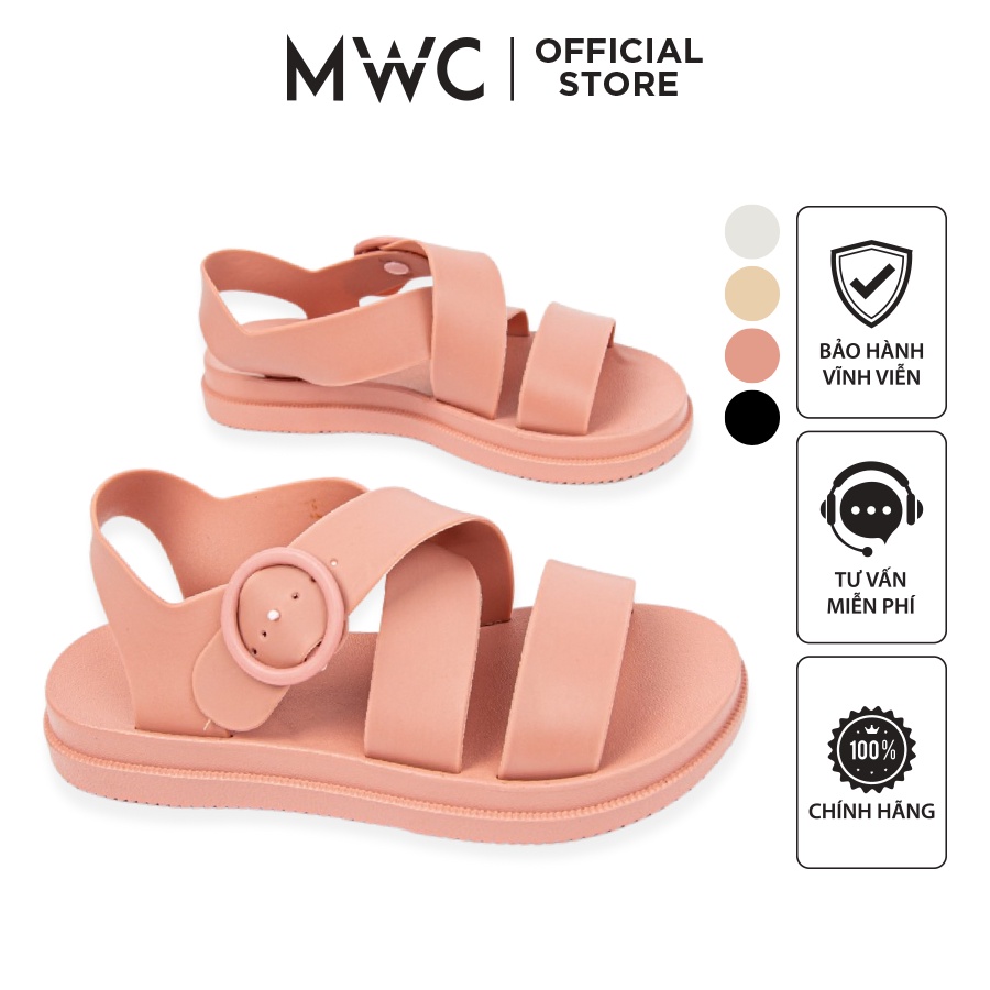 Giày MWC 2628 - Giày Sandal Đế Bằng, Giày Sandal Quai Chéo Chất Cao Su Đế Bằng Siêu Xinh