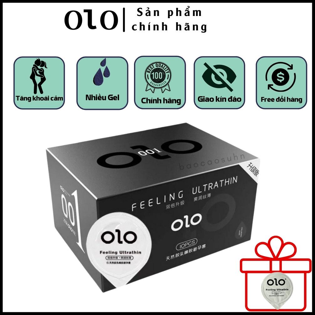Bao cao su siêu mỏng OLO 0,01mm nhiều gell bôi trơn- kéo dài thời gian quan hệ hộp 10 chiếc tặng 1C