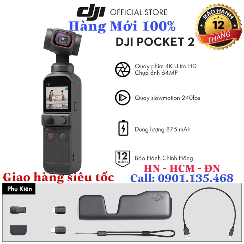 Máy quay bỏ túi dji osmo pocket 2 máy quay phim chống rung 4k 60fps - ảnh sản phẩm 1