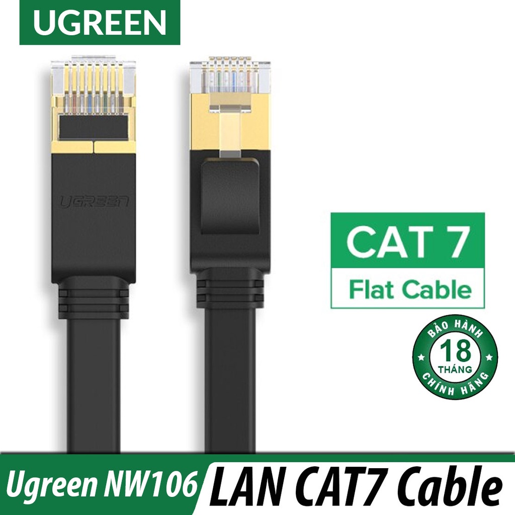 Cáp mạng RJ45 Cat7 chống nhiễu dây dẹt  UGREEN 11264 11268 11271 NW106 chính hãng