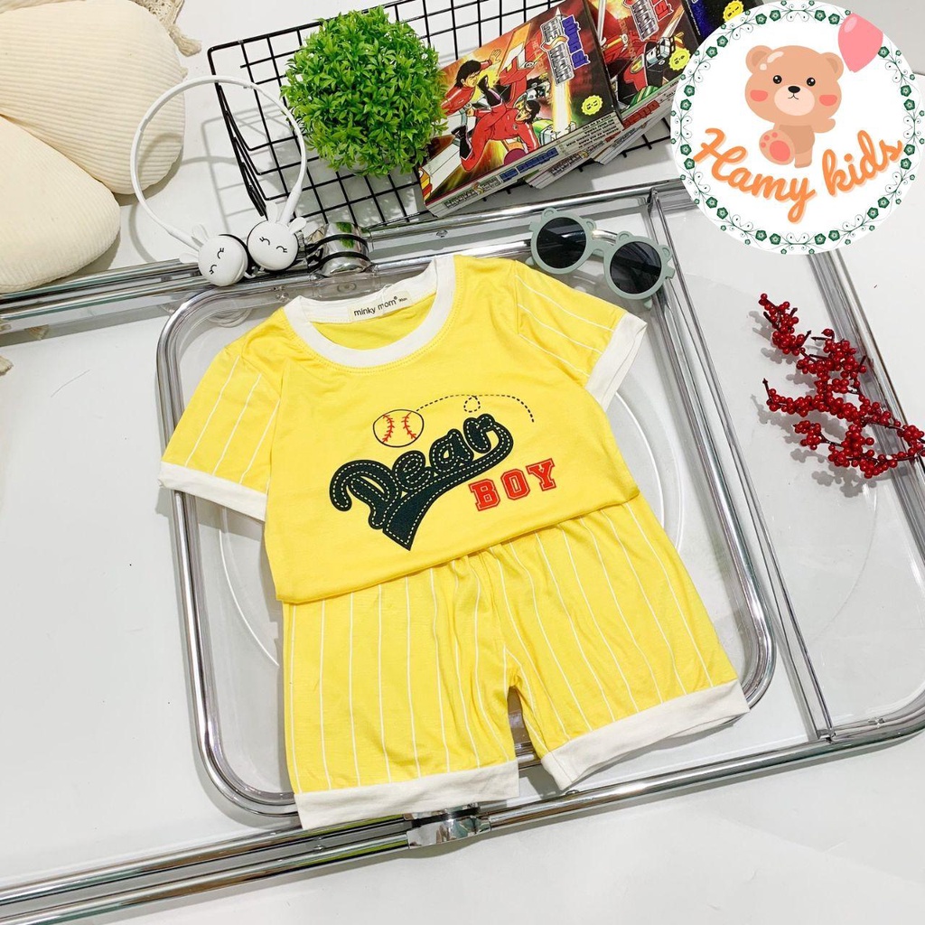 Bộ Cộc Tay Bé Trai Bé Gái Minky Mom Chính Hãng Thun Lạnh Hình in Đồng Phục Bóng Chày Trẻ Em 0-5 Tuổi Dưới 20kg- Hamykids