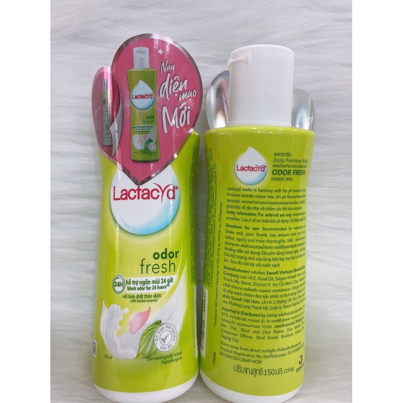 Dung dịch vệ sinh phụ nữ Lactacyd Odor Fresh Ngăn Mùi 24H 150ml